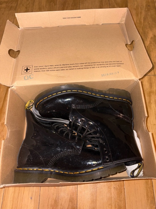 Dr. Martens Shoes - Dr. Martens 1460 Black Patent Leather Lamper Boots